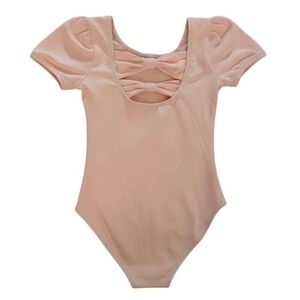 NEW Girls Ballet Leotard Size 4T Short Sleeve Bow Back Leotard Dance Gymnastics